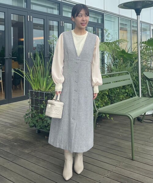 Couture Brooch ワンピース 「上品・こなれ感・千鳥ツイード柄」ラメ