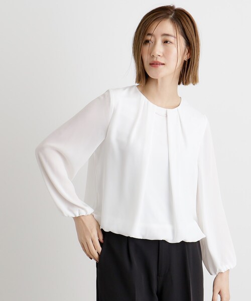 grove ブラウス シャツ シフォンジョーゼットタックブラウス