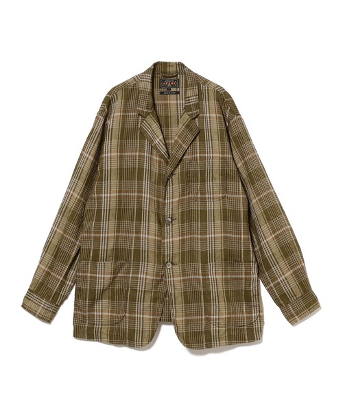BEAMS+ コート ジャケット 4ボタン メッシュ チェック カフス メンズ 
