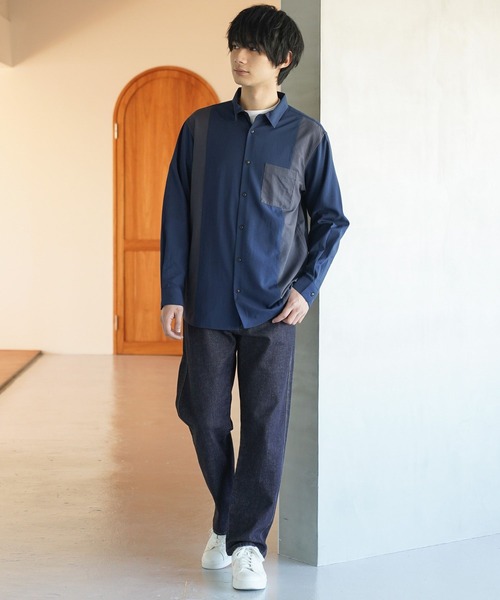 値下げ☆beating heart切り替えシャツ GLOBAL WORK（グローバルワーク） シャツ サラサマ切り替えシャツ/長袖