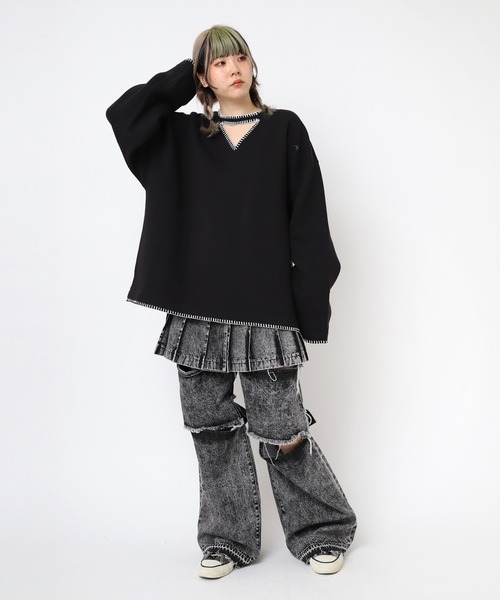 ブランケット　ティシャツ　2点 RNA tシャツ M2409 ブランケットステッチクルーネック