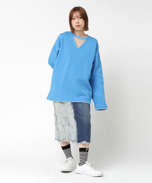ranページ RNA（アールエヌエー） tシャツ M2409 ブランケットステッチクルー