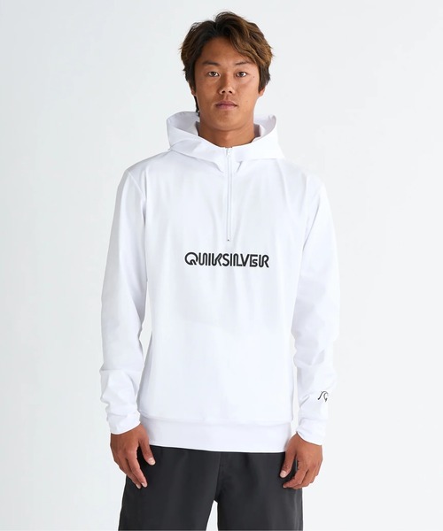 クイックシルバー★デニムプリントジップアップラッシュガードXL★UPF30＋ クイックシルバー☆デニムプリントジップアップラッシュガードXL
