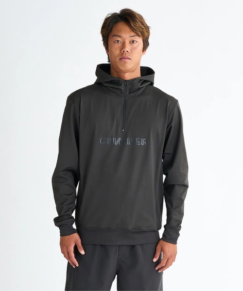 クイックシルバー★デニムプリントジップアップラッシュガードXL★UPF30＋ Quiksilver クイックシルバー メンズ ジップアップ ラッシュ