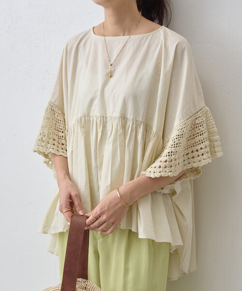 BEARDSLEY ブラウス シャツ ソデクロシェブラウス レディース