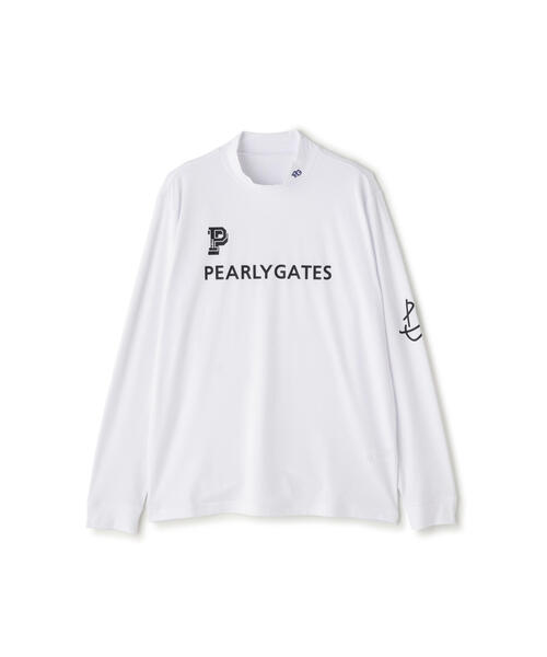 PEARLY GATES ベアカノコ 半袖モックネックTシャツ ホワイト 1 PEARLY GATES tシャツ 「PEARLY GATES」ストレッチピーチ