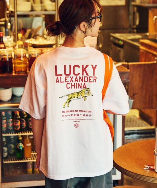 アレキサンダーM プリント入りTシャツ かわいい おしゃれ! FREAK'S STORE tシャツ 限定展開 LUCKY ALEXANDER CHINA×FREAK'S