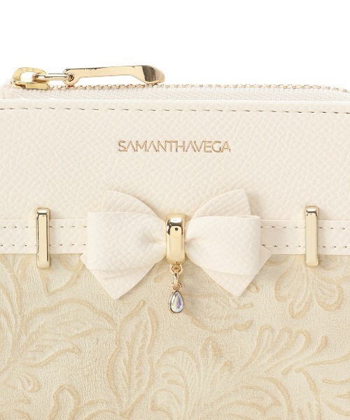 大人気!! SAMANTHAVEGA フローラルアクセントリボン口金折財布 サマンサベガ SAMANTHAVEGA フローラルアクセントリボン口金折
