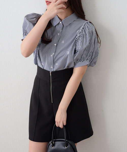 continuer de NICE CLAUP ブラウス シャツ リボン刺繍BL