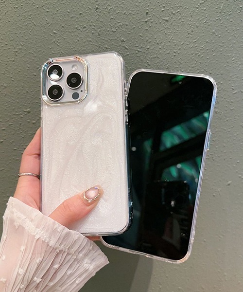 c.u.l スマホケース ニュアンスグリッター クリア iPhoneカバー iphone