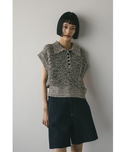 ニット セーター クロシェレースポロニット レディース STYLEMIXER ニット セーター 「再入荷！」クロシェポロニット