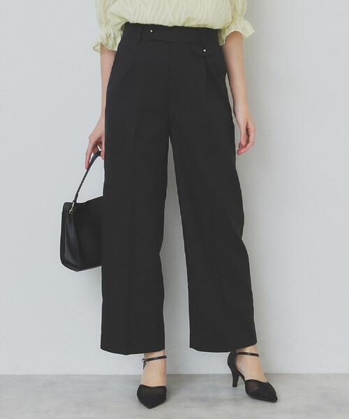 フラップ付ワイドパンツ index パンツ サイドフラップストレッチワイドパンツ「洗濯機