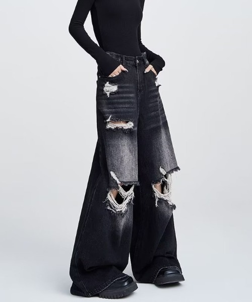 ジーンズ ダメージデニムパンツ メンズ : ZOZOTOWN Yahoo!店