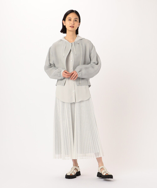 ギャバジンKT　レースプリーツロングスカート ギャバジンKTレースプリーツロングスカート