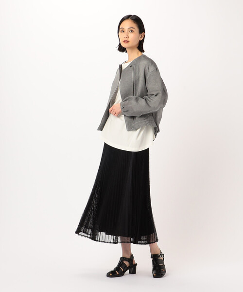 ギャバジンKT　レースプリーツロングスカート Gabardine K.T スカート T／Cレース プリーツスカート