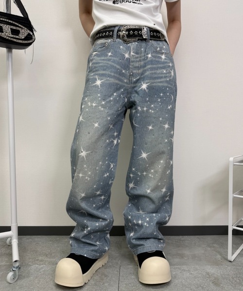 ATMARK デニムパンツ ATMARK ジーンズ 「2サイズ展開 / UNISEX 」ラインストーン