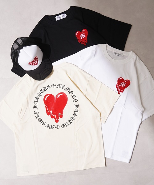 MEMORY tシャツ 「MEMORY」ドリップハート 半袖 Tシャツ / Drip