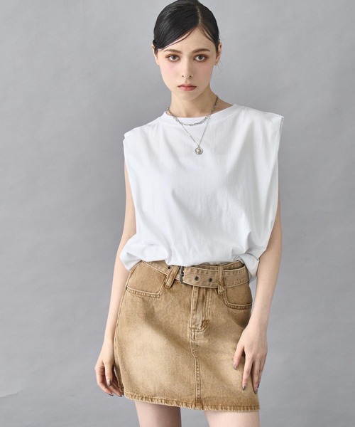 ANAP tシャツ タックショルダー ノースリーブトップス