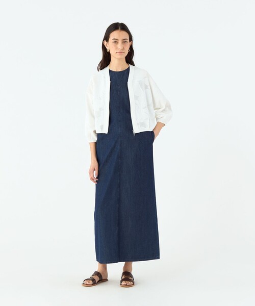 【MACPHEE】ボタニカルメッシュ ジップアップカーディガン MACPHEE カーディガン ボタニカルメッシュ ジップアップ