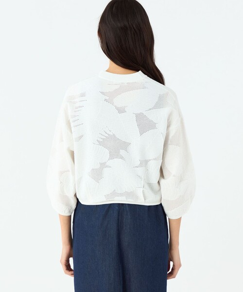 MACPHEE カーディガン ボタニカルメッシュ ジップアップ