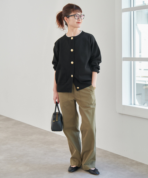 スピックアンドスパン☆ウォッシャブルクルーネックカーディガン Spick＆Span カーディガン 「WEB限定追加」ウォッシャブルクルー