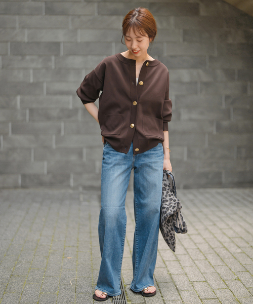 【美品】Spick&Span / ウォッシャブル クルーネックカーディガン Spick＆Span カーディガン 「WEB限定追加」ウォッシャブルクルー