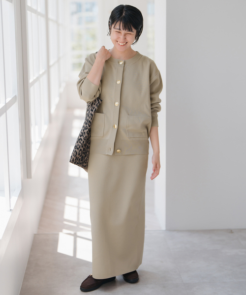 スピックアンドスパン☆ウォッシャブルクルーネックカーディガン Spick＆Span カーディガン 「WEB限定追加」ウォッシャブルクルー