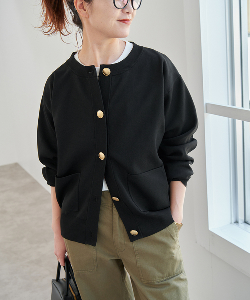 スピックアンドスパン WEB限定 ウォッシャブクルーネックカーディガン Spick＆Span カーディガン 「WEB限定追加」ウォッシャブルクルー