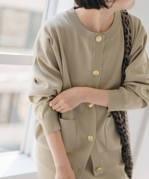 【美品】Spick&Span / ウォッシャブル クルーネックカーディガン Spick＆Span カーディガン 「WEB限定追加」ウォッシャブルクルー