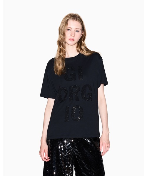 tシャツ 「A|X アルマーニ エクスチェンジ」GIORGIOロゴ 半袖クルーネックTシャツ/BOY RELAXED レディース