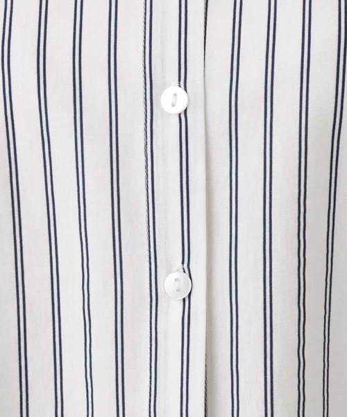 MK MICHEL KLEIN tシャツ 先染めストライプ柄ドロストデザイン