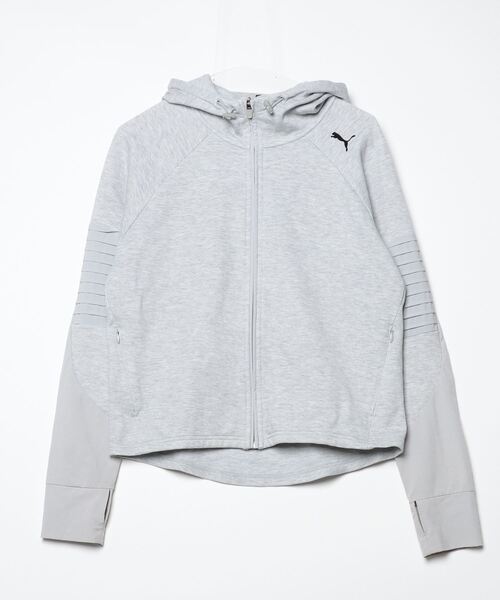 PUMA 「PUMA」 ワンポイントジップアップパーカー L グレー