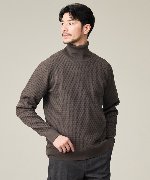 ABAHOUSE GRAY セーター ニット 「ハイストレッチ」ブロックチェック