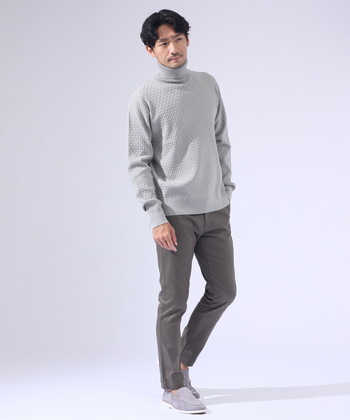 ABAHOUSE GRAY セーター ニット 「ハイストレッチ」ブロックチェック