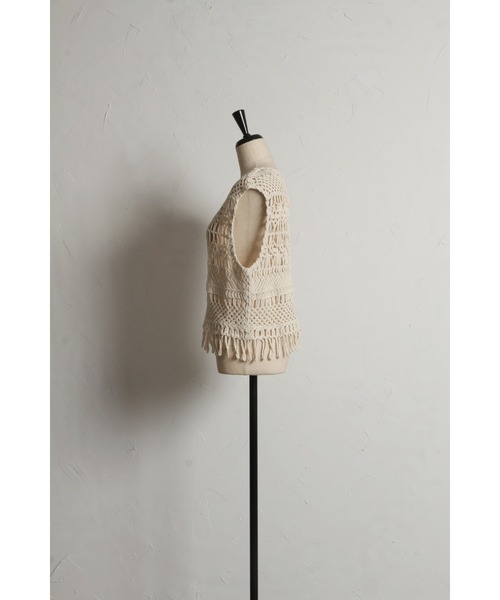 nowos  かぎ網ベスト nowos/WHITE VEST(WHITE)
