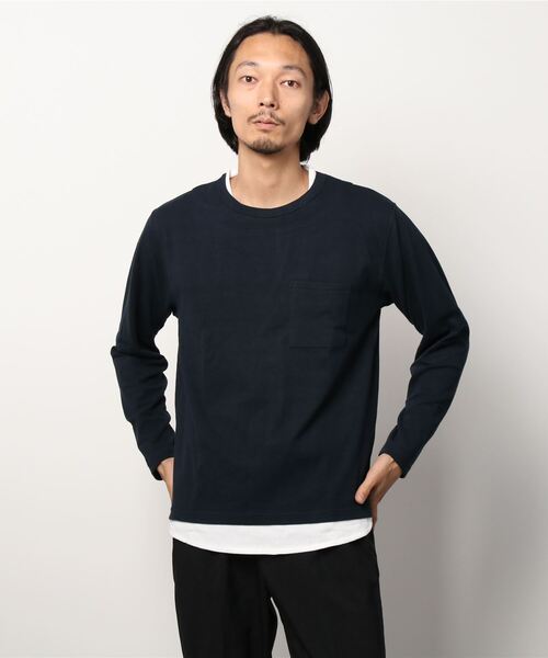 「BEAMS HEART」 長袖Tシャツ MEDIUM ネイビー メンズ