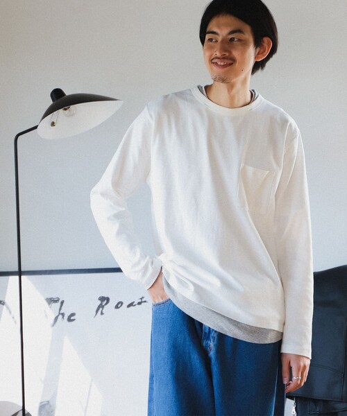 「BEAMS HEART」 長袖Tシャツ MEDIUM ネイビー メンズ