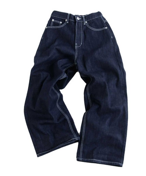 「antiqua」 加工デニムパンツ L ノンウォッシュ レディース