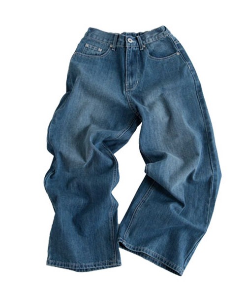 「antiqua」 加工デニムパンツ L ノンウォッシュ レディース
