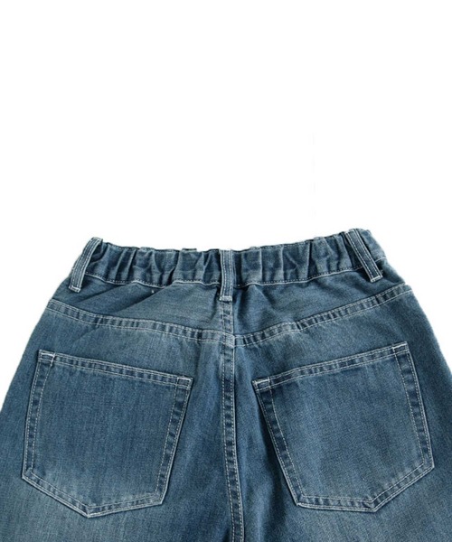 「antiqua」 加工デニムパンツ L ノンウォッシュ レディース