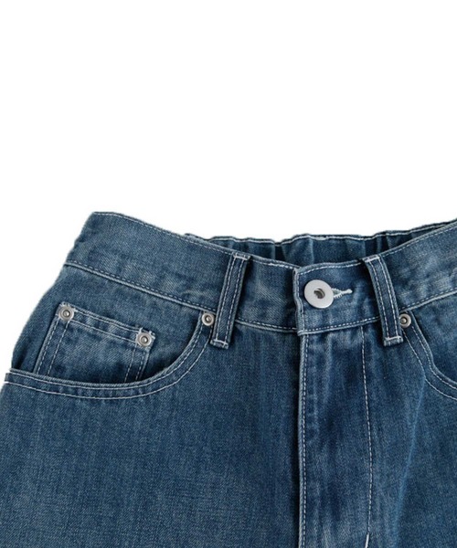 「antiqua」 加工デニムパンツ L ノンウォッシュ レディース