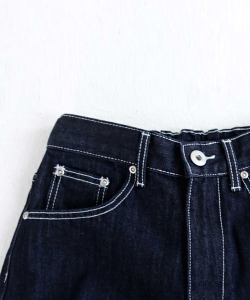 「antiqua」 加工デニムパンツ L ノンウォッシュ レディース