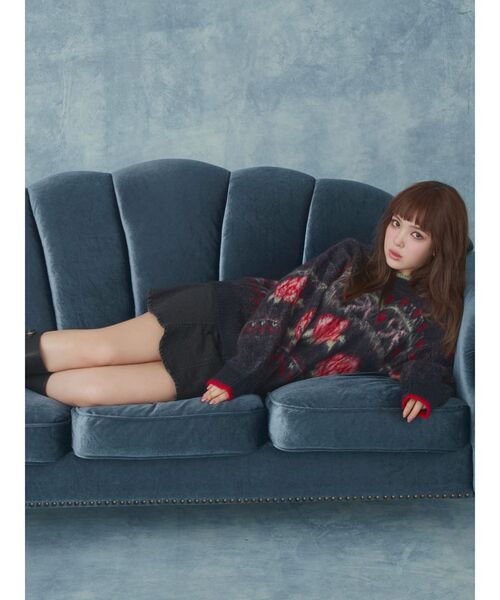 CALNAMUR（カルナムール） ニット セーター ローズ＆リボンジャガード