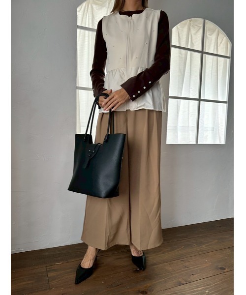 美品♡バンヤードストーム パールペプラムベスト　ジレ　フォーマル　手洗い可能　黒 BARNYARDSTORM（バンヤードストーム）の「BARNYARDSTORM / パール