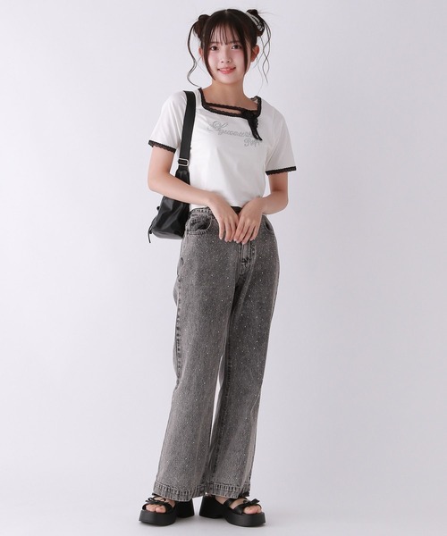 「repipi armario」 「KIDS」加工ブーツカットデニムパンツ MEDIUM ブルー キッズ_画像7