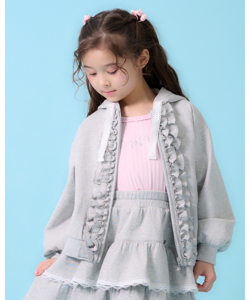 メゾピアノ新品新作タグ付きラメダンボール　フリルZIPパーカ120 ラメダンボール フリルZIPパーカ（Tシャツ） | mezzo piano