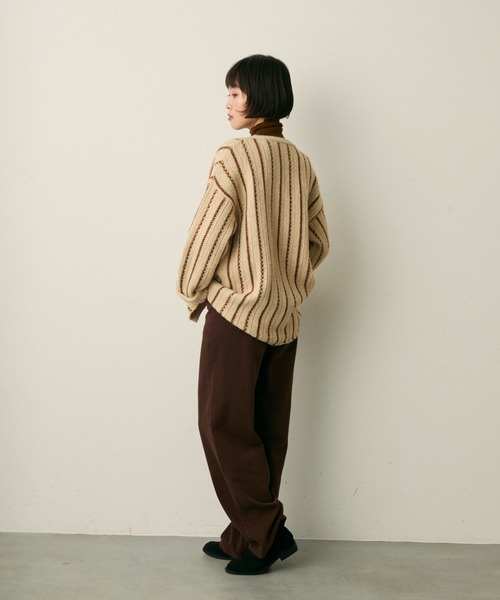 full/fill. カーディガン stripe over knit cardigan / ストライプ