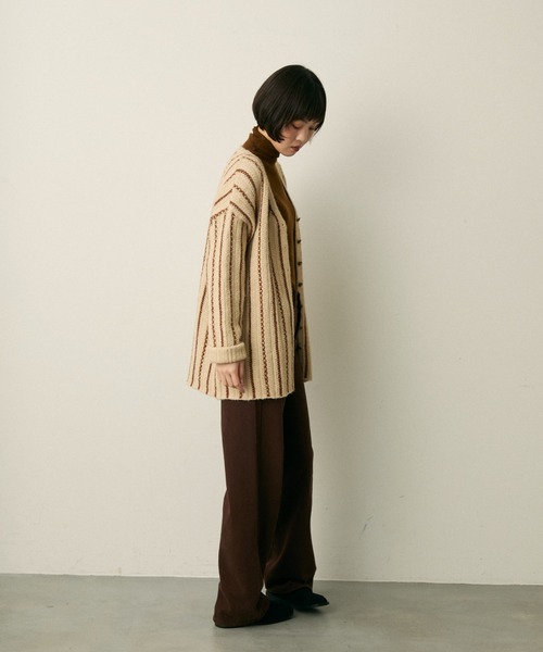full/fill. カーディガン stripe over knit cardigan / ストライプ