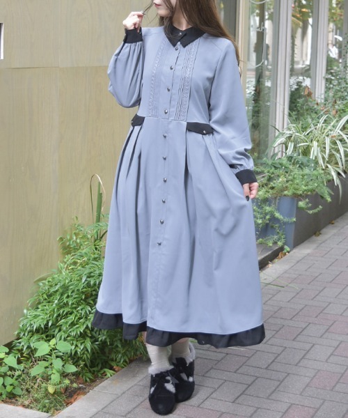 axes femme（アクシーズ ファム） ワンピース 襟デザイン連釦バイ