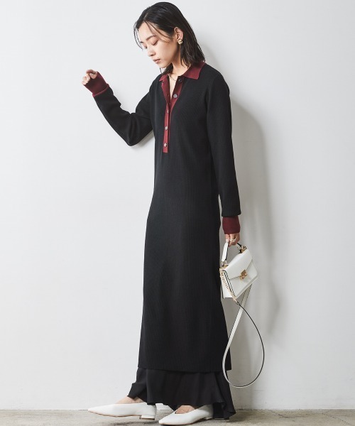 CHIC STYLE（シックスタイル） ニットワンピース 3L バーガンディー